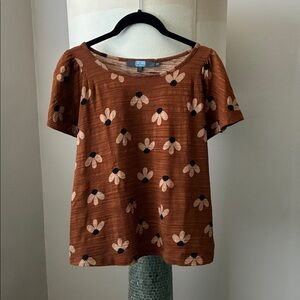 Anthropologie Brown Floral Top